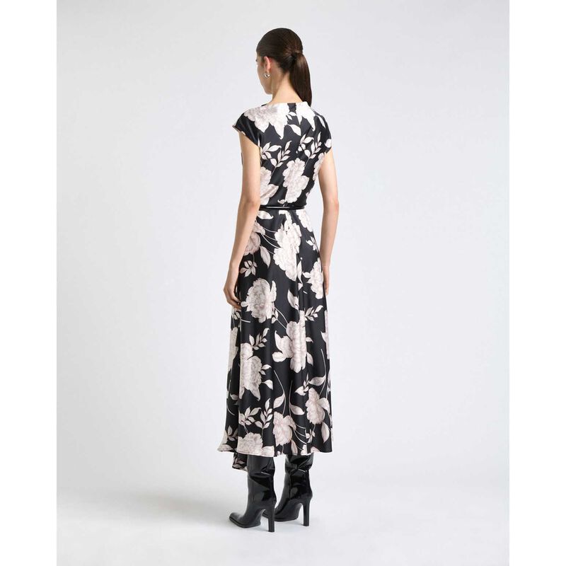 Cue Black Rose Satin Midi Dress image number 1